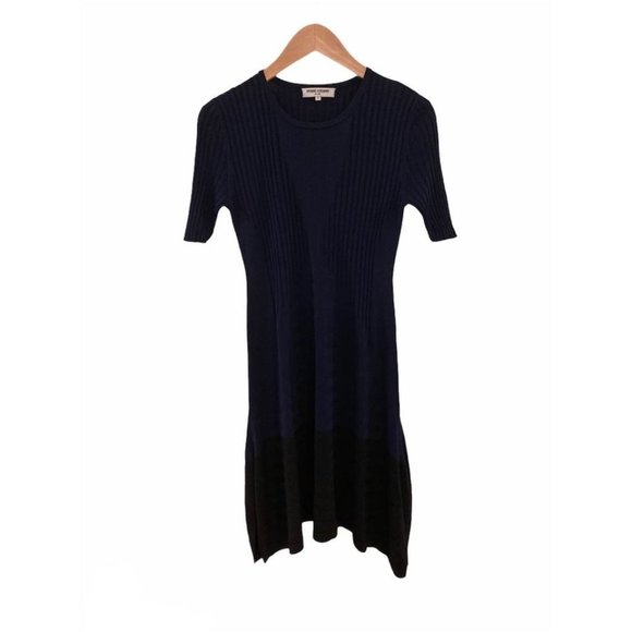 OPENING CEREMONY Navy Linear Handkerchief Short Sleeve Crew neck Dress - Picture 1 of 10